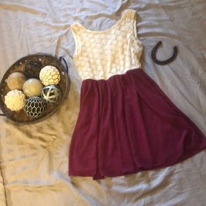 Burgundy crochet lace dress! ✨